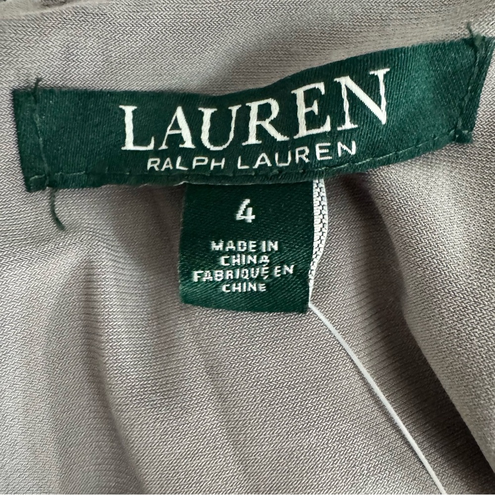 Lauren Ralph Lauren Metallic Silver Side Slit Runched Embellished Pin Maxi Dress - Picture 7 of 12
